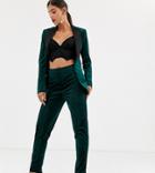 Asos Design Tall Velvet Tux Slim Suit Pants-green