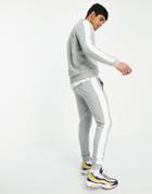 Asos Design Tracksuit Half Zip Track Top/ Skinny Jogger With Side Stripe-grey