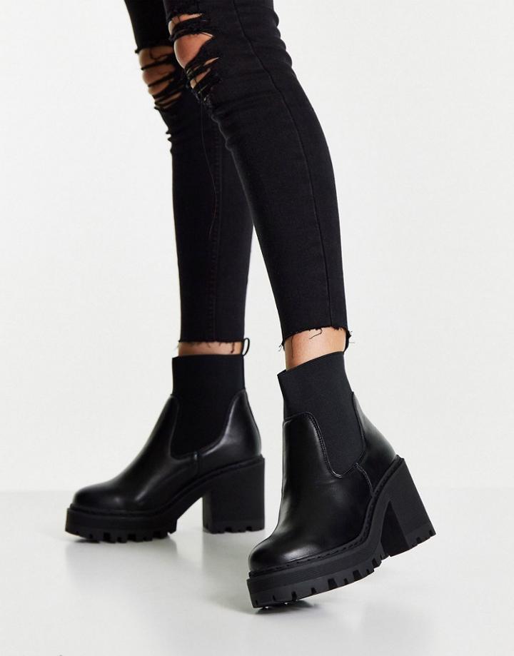 Truffle Collection Chunky Heeled Chelsea Boots In Black