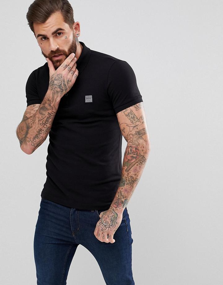Boss Slim Fit Logo Polo Shirt In Black - Black