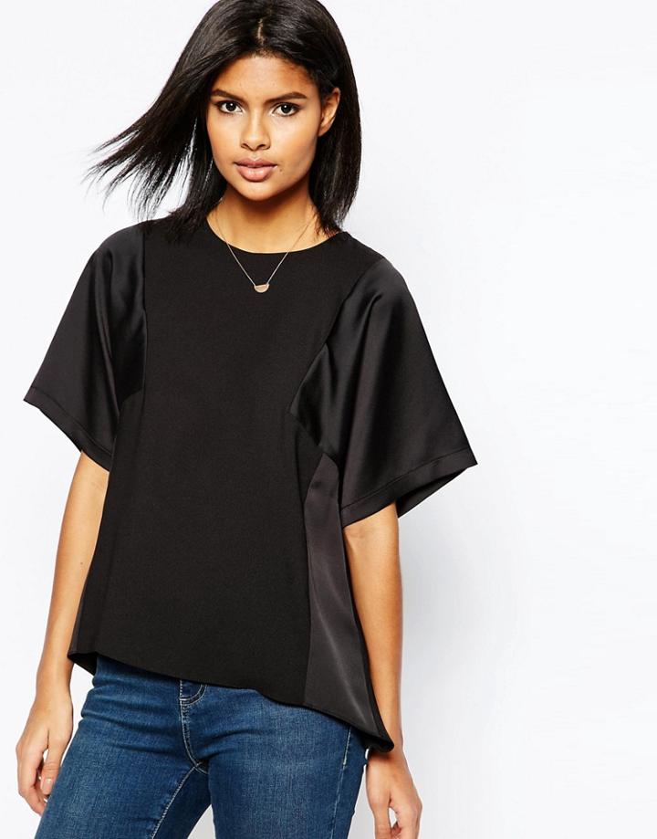 Asos Matte And Shine Insert Tee - Black