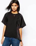 Asos Matte And Shine Insert Tee - Black