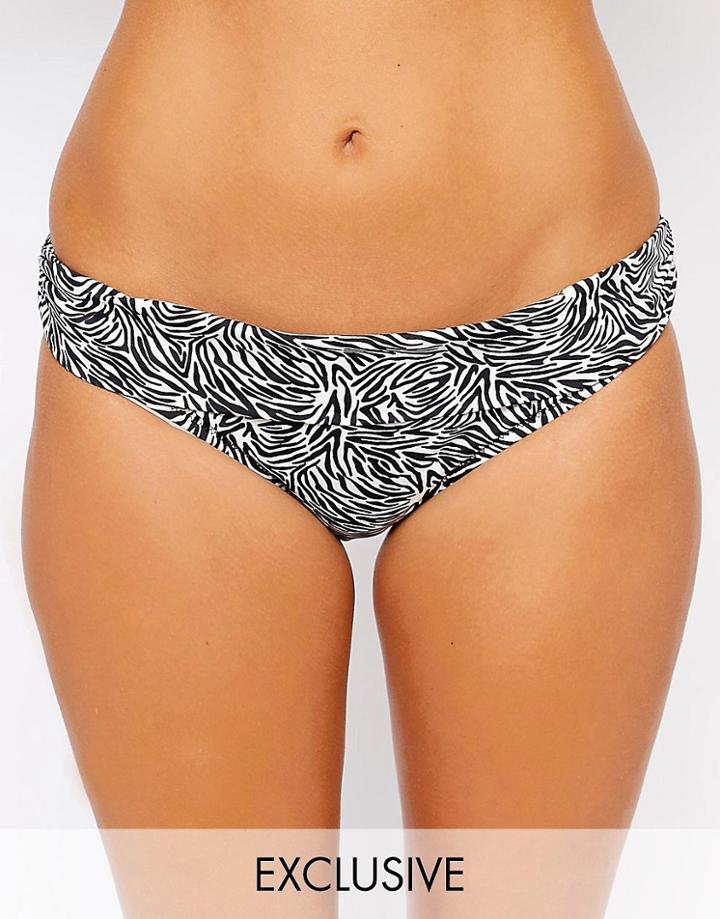 Asos Fuller Bust Exclusive Marilyn Zebra Geo-tribal Print Bikini Bottom - Zebra Aztec Print