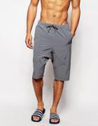 Asos Drop Crotch Swim Shorts In Dark Gray - Gray