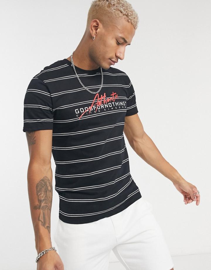 Good For Nothing Stripe T-shirt In Black