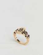Asos Design Ornate Monogram 'j' Initial Ring - Gold