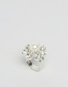 Krystal Swarovski Pearl Daisy Ring - Clear