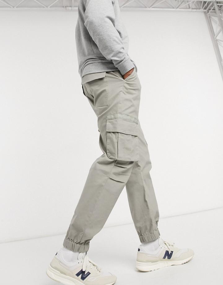 Asos Design Cargo Pants In Skater Fit In Light Khaki-green