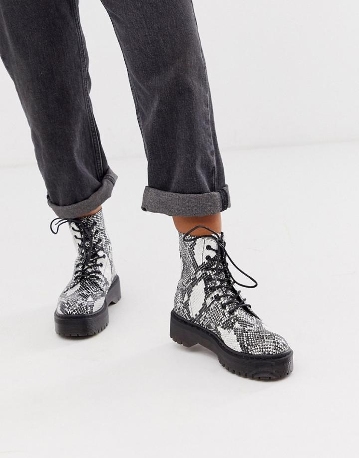 Glamorous Snake Chunky Flatform Boots-multi