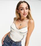Collusion Cupped Cami Seam Detail Scarf Top In Beige-neutral