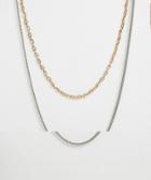 Bershka 2-pack Chain Necklace Set In Silver And Gold - Multi