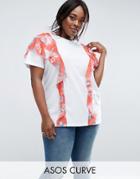 Asos Curve Top With Printed Ruffle - Multi