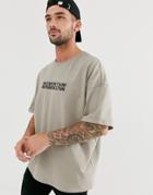 Asos Design Oversized T-shirt With Momentum Embroidery And Print-gray
