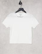 Brave Soul Kaiko Lace Trim Ribbed T-shirt-white