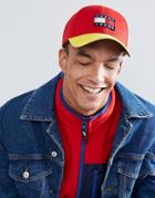 Tommy Jeans Capsule 90's Color Block Baseball Cap In Red/yellow - Red