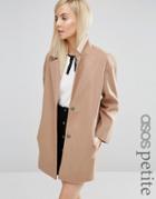 Asos Petite Boyfriend Coat In Cocoon Fit - Beige