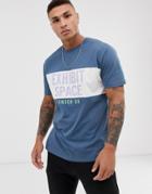 Asos Design Relaxed T-shirt With Color Block Panel And Exhibit Print - Green