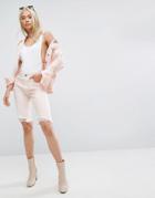 Arrive Destructed Bermuda Denim Shorts - Pink