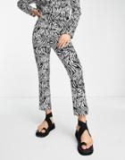 Topshop Tailored Stretchy Pants In Zebra Print - Part Of A Set-multi