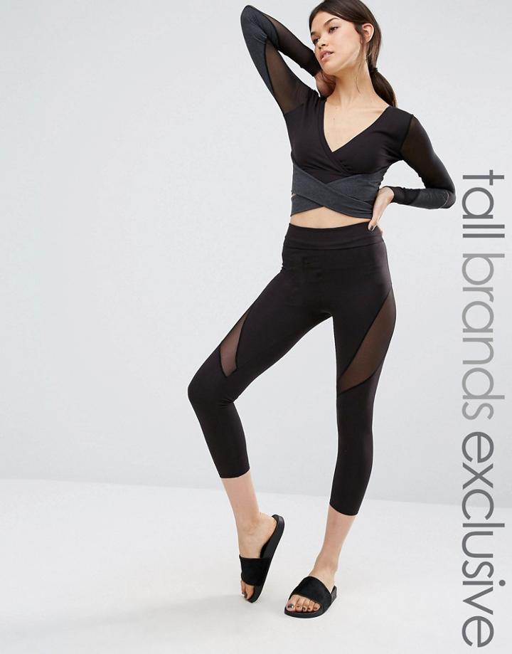 Quontum Tall Mesh Insert Cropped Legging - Black