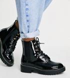 River Island Wide Fit Lace Up Chunky Gusset Boot In Black