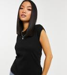 River Island Petite Cuffed T-shirt In Black