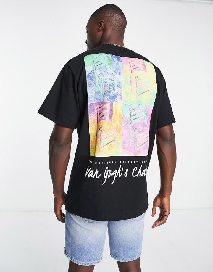 Pull & Bear Van Gogh's Chair T-shirt In Black