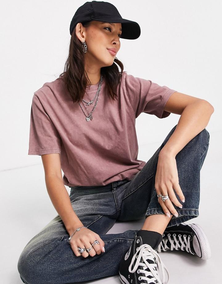 Asos Design Oversized T-shirt In Washed Mink-pink