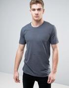 Only & Sons Longline T-shirt With Drop Curved Hem In Organic Cotton - Gray