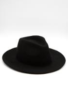 Catarzi Fedora Structured Wide Brim Hat - Black
