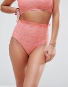 Asos Mix And Match Crochet High Waist Bikini Bottom - Pink