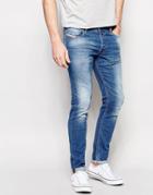 Diesel Jeans Sleenker 607k Skinny Fit Stretch Light Distressed Wash - Light Distressed