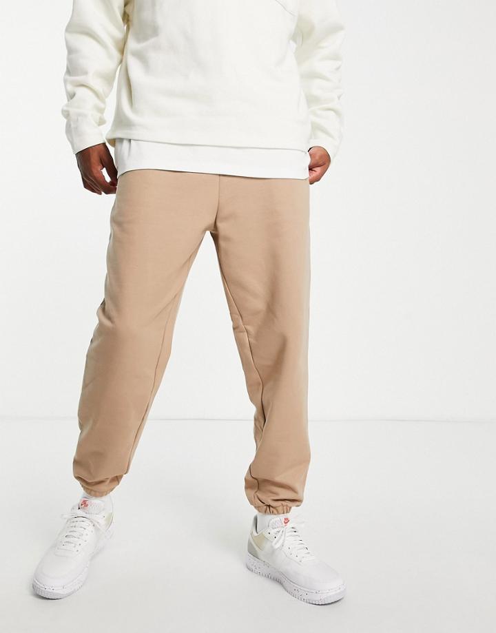 Asos Design Heavyweight Oversized Sweatpants In Tan - Part Of A Set-neutral