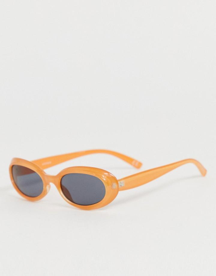 Asos Design Crystal Plastic Sunglasses In Orange With Smoke Lens