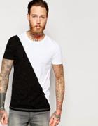 Asos Muscle T-shirt With Diagonal Cut And Sew Panel