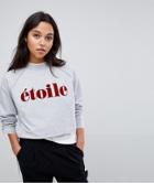 Selected Femme Slogan Sweatshirt - Gray