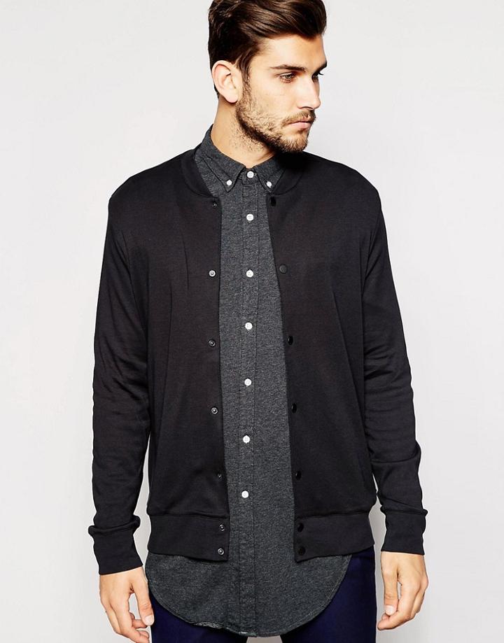 Hugo By Hugo Boss Bomber Jacket In Jersey - Black