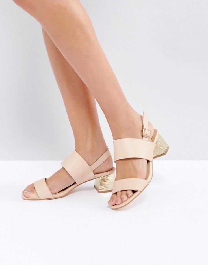 Truffle Kitten Heel Sandal - Beige