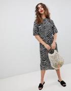 Mango Zebra Print Midi Dress - Multi