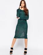 Madam Rage Leopard Print Body-conscious Midi Dress - Green