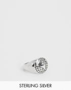 Asos Design Sterling Silver Ring With Globe Detail - Silver