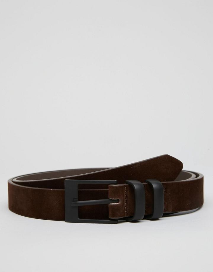 Asos Smart Skinny Belt With Keepers - Navy