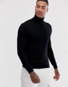 Armani Exchange Wool Mix Roll Neck Sweater In Black