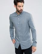 Farah Shirt With Textured Weave In Slim Fit Blue - Blue