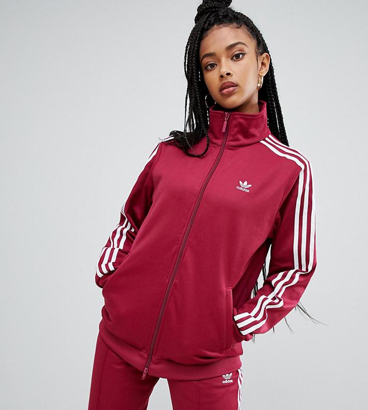 Adidas Originals Three Stripe Track Jacket In Ruby - Red