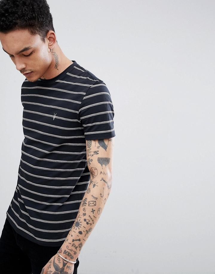 Allsaints T-shirt With Logo In Black Stripe - Black
