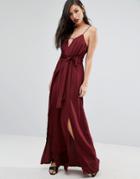 Stylestalker One Shoulder Maxi Dress With Thigh Split - Purple