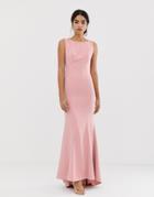 Jarlo Maxi Dress With Lace Open Back And Train In Pink
