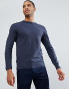 Selected Homme Long Sleeve T-shirt In Waffle Cotton - Navy