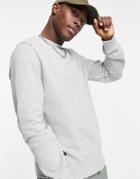 Threadbare Crew Neck Sweatshirt In Light Gray-grey